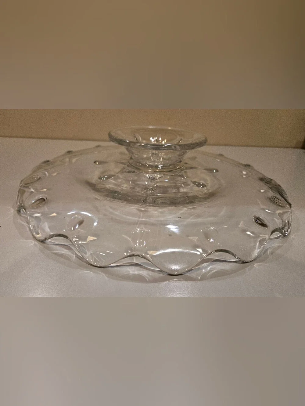 Vintage Large Clear Glass Pedistal Cake Plate